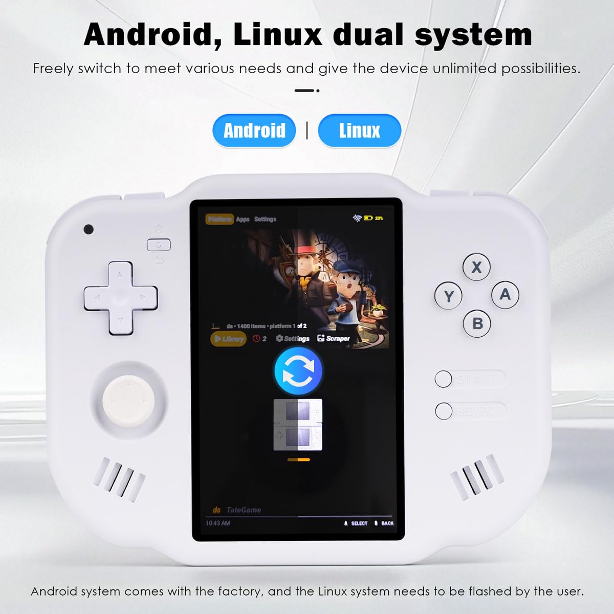 MagicX Zero 40 Handheld Game Console, 4.0 Inch IPS Screen Retro Video Games Consoles with 4300mAh Long Battery Life & 64GB TF Card Preloaded Games, WiFi Wireless Connection Classic System (White)