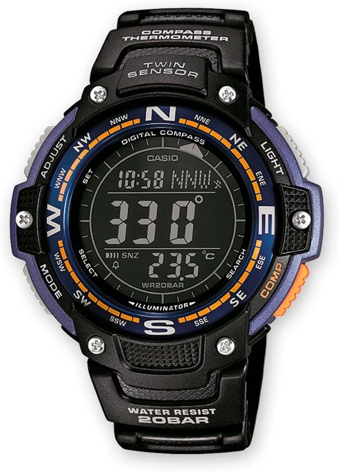 Casio SGW100 Series | Digital Watch & Compass | 200M WR | 100 SEC Stopwatch | Twin Sensor for Direction & Temperature | Lo...