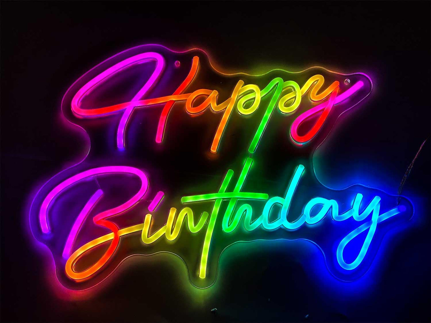 Ulalaza LED Neon Sign - Smart RGB & Color Flow Effect, 16.1in x 16.1in, Acrylic, Happy Birthday, Remote & App Control, USB Powered