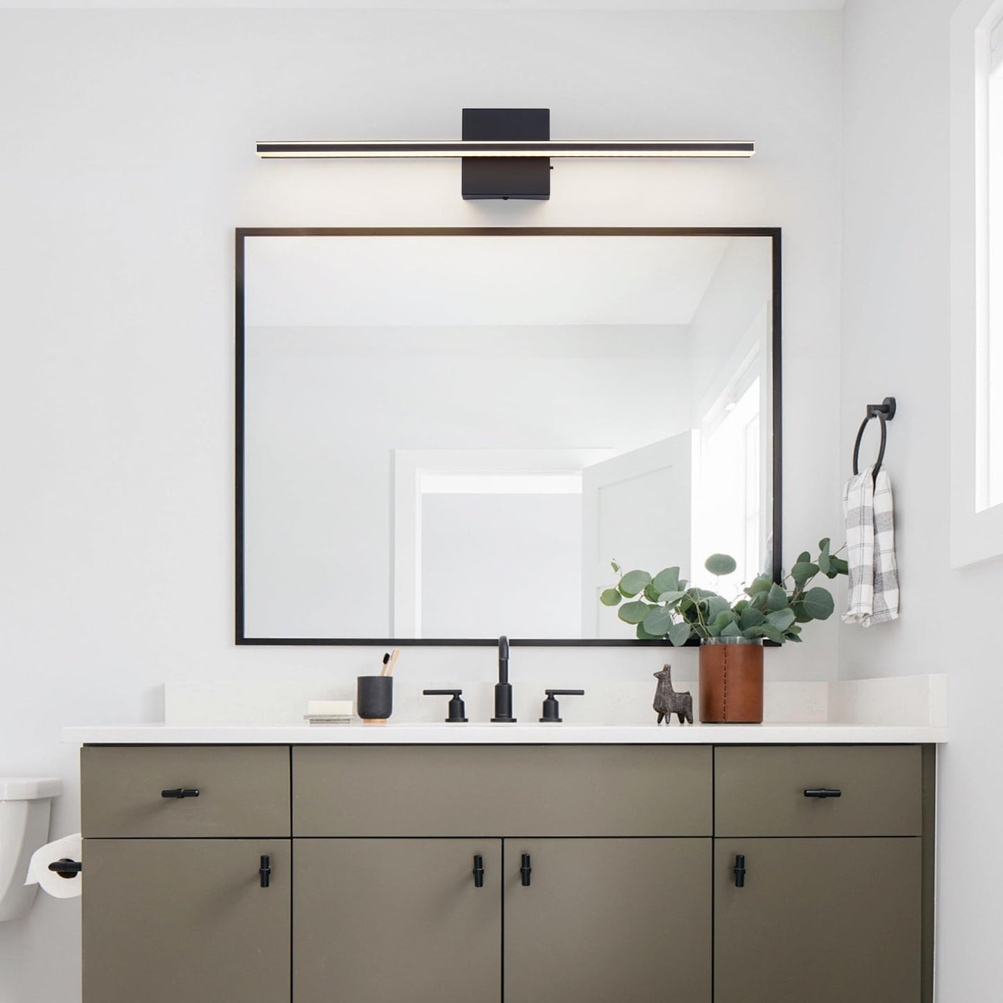 BRIVOLART Vanity Light Fixture for Bathroom, 24in Dimmable, 5CCT, Black, Model 6420, Acrylic Material