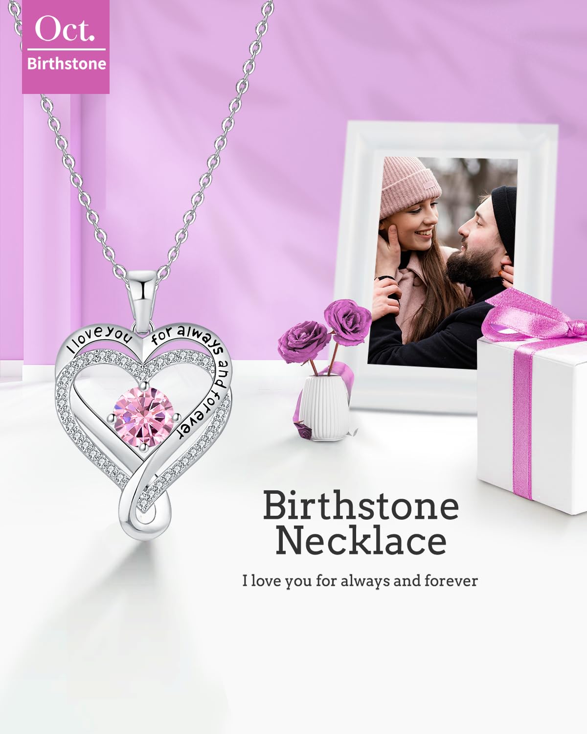 Mkhhy Gifts for Women Birthday Anniversary Wife Gifts Infinity Heart Birthstone Women Jewelry Girlfriend I Love You Gift for Mom