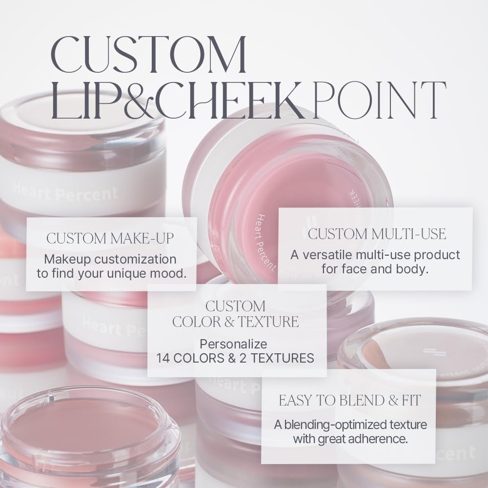 Heart Percent Dote On Mood Custom Lip & Cheek, Matte (Fog Pot) + Glow (Shine Balm) Dual Type Multi-use Blush & Lip Tint [#02. He