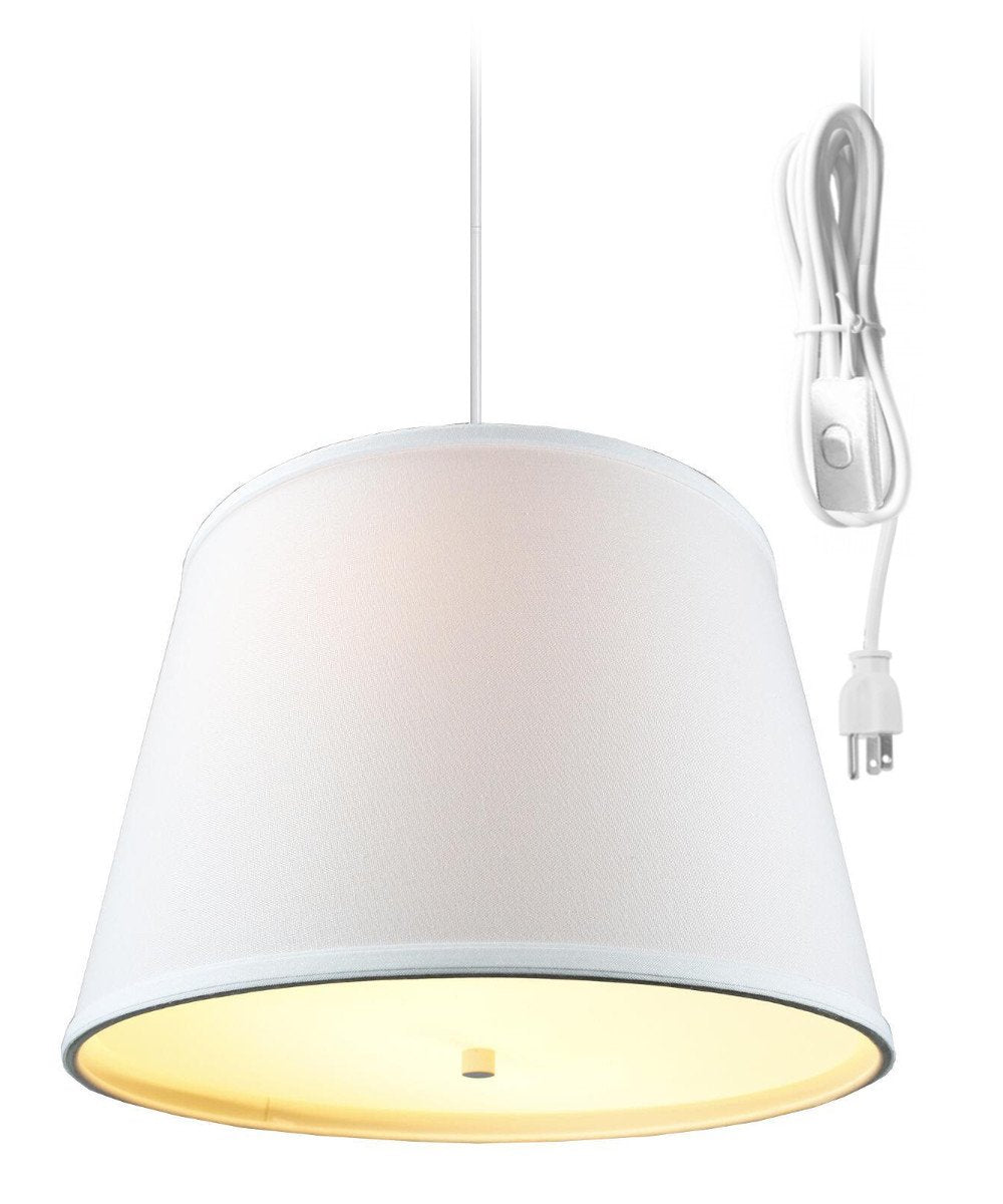 Homeconcept 2 Light Plug-In Pendant, 16 White With Diffuser, Model Sdw131611Flwh, Shantung Material