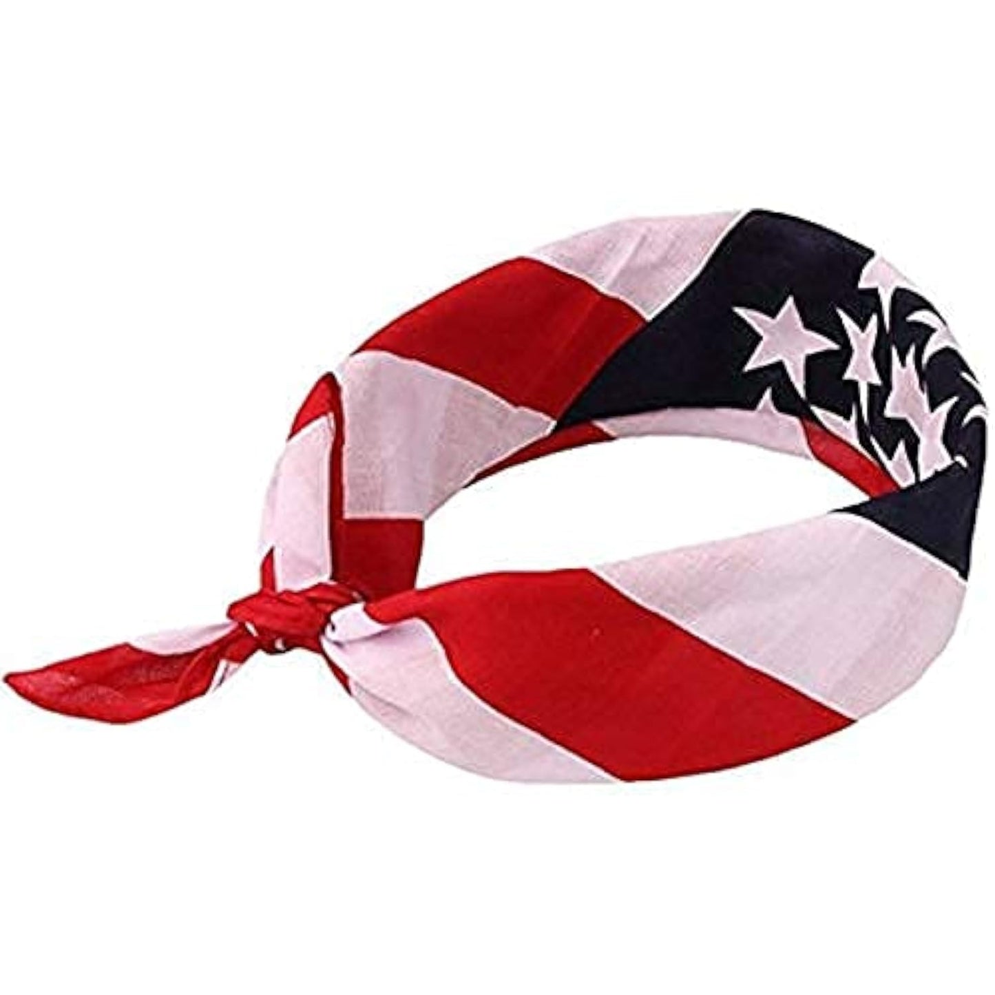 Shimmer Anna Shine Red White and Blue American Flag Bandana Headband USA for Men and Women - Neck and Face Scarf Head Wrap (Red