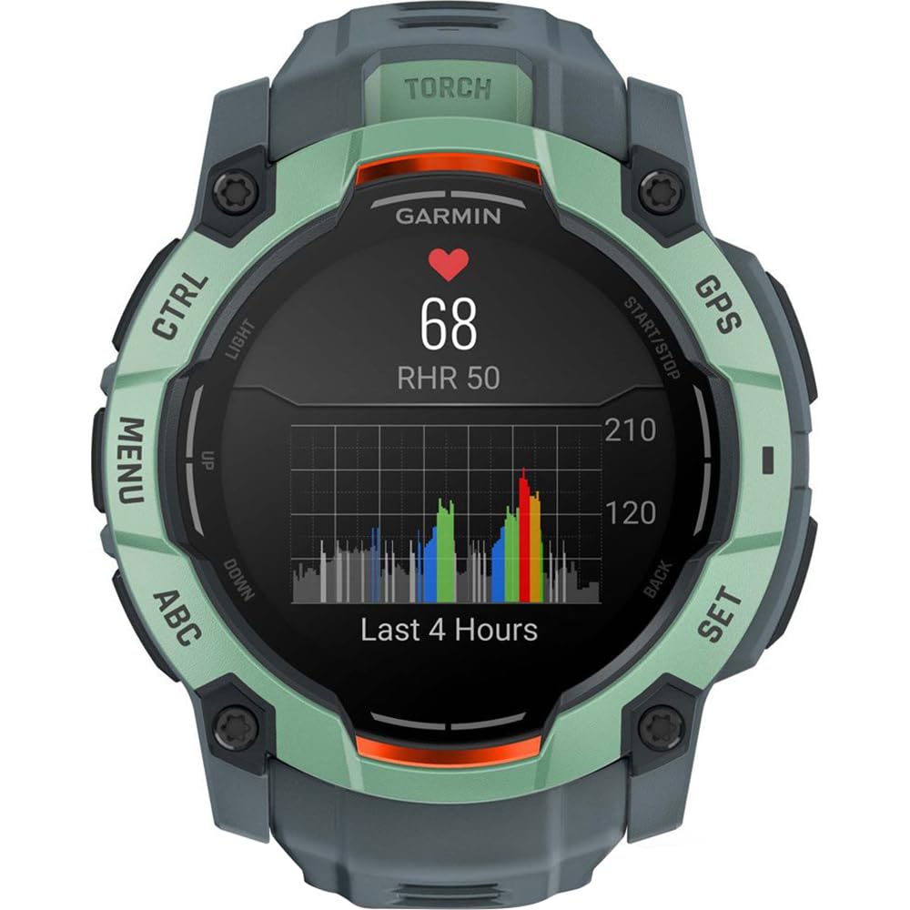 Garmin Instinct 3-50 mm Outdoor GPS Smartwatch, AMOLED, Neo Tropic with Twilight Band 010-03020-01 Bundle with 2 YR CPS Enhanced Protection Pack & Deco Essentials Screen Protector
