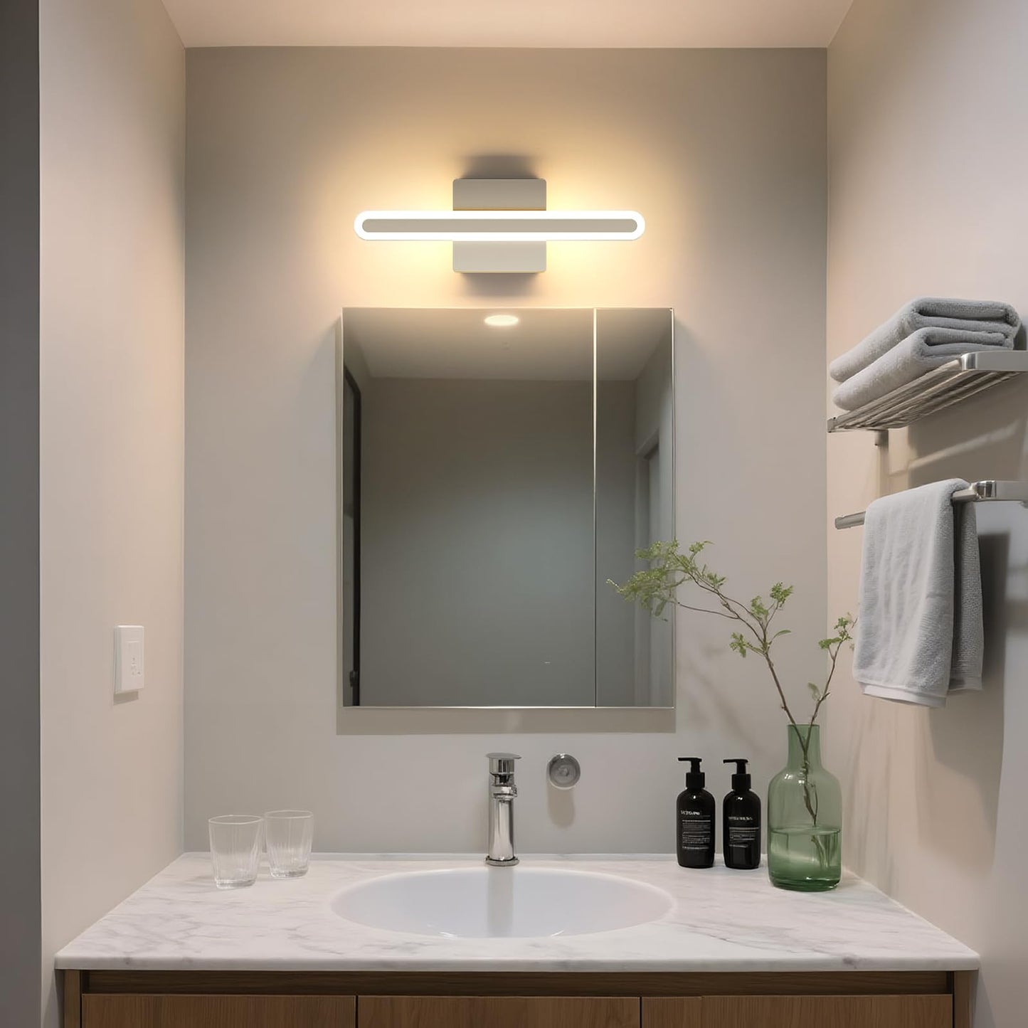 Joosenhouse 15.7 Inch Brushed Nickel Vanity Light For Bathroom - 5Cct Dimmable Led Light Bar  16W Hardwired Mirror Light  Adjustable Brightness  Modern Bathroom Lighting