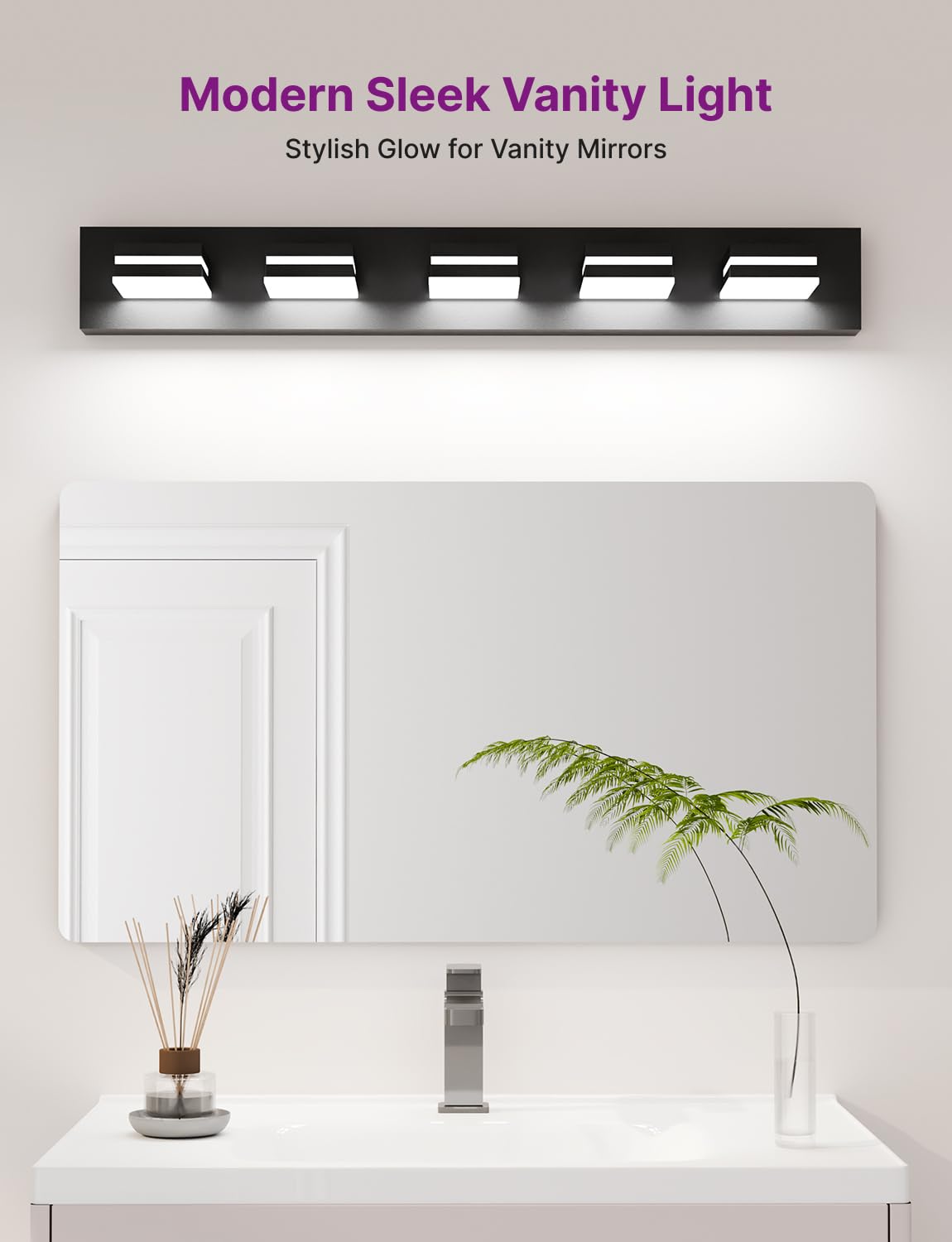 Likelgn 36 Vanity Light Over Mirror  5-Light Modern Bathroom Light Fixture With Rotatable Heads  5000K Daylight