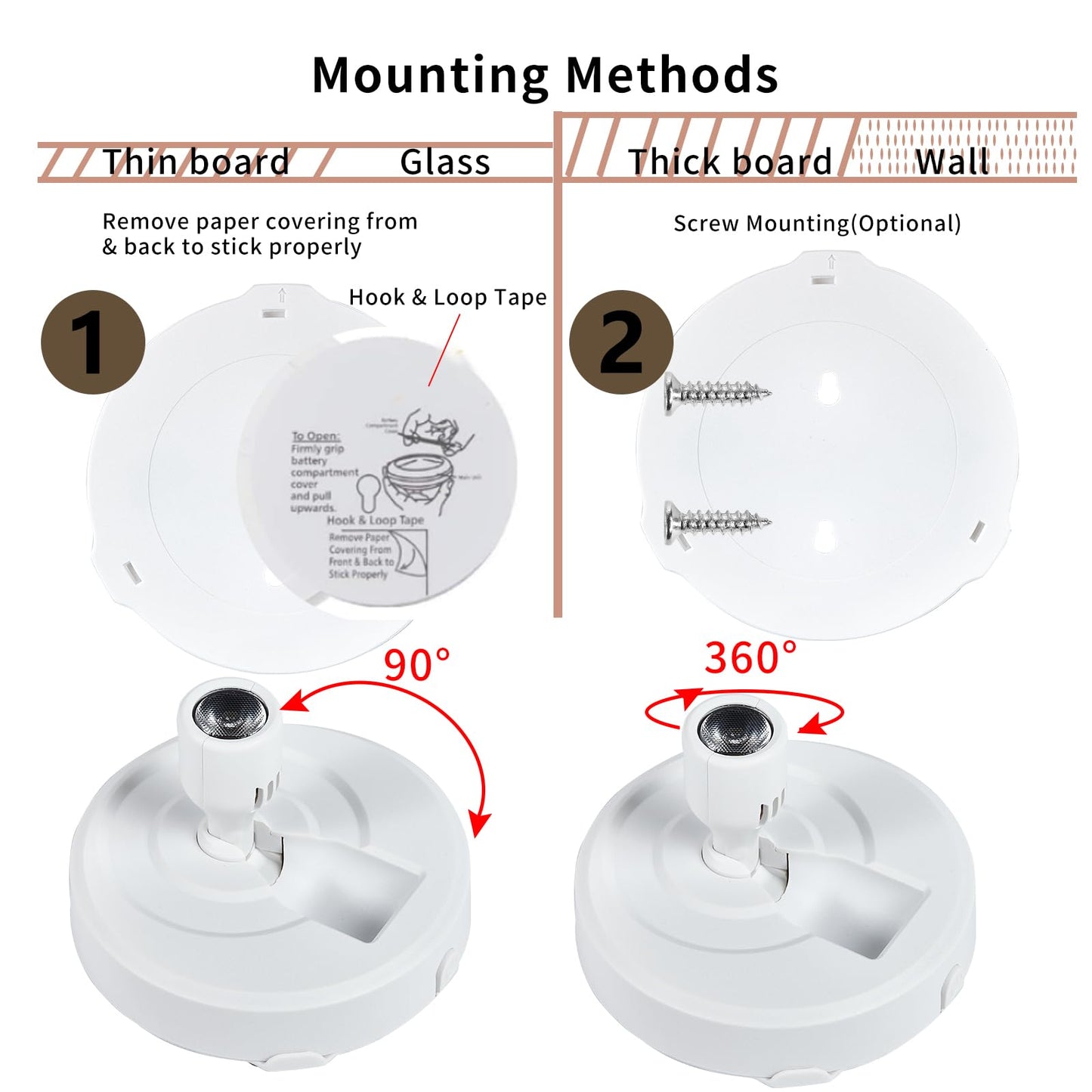 HOFUY Wireless LED Spotlight Puck Lights, Dimmable with Remote, 4-Pack, White, Model Spot-QB-4