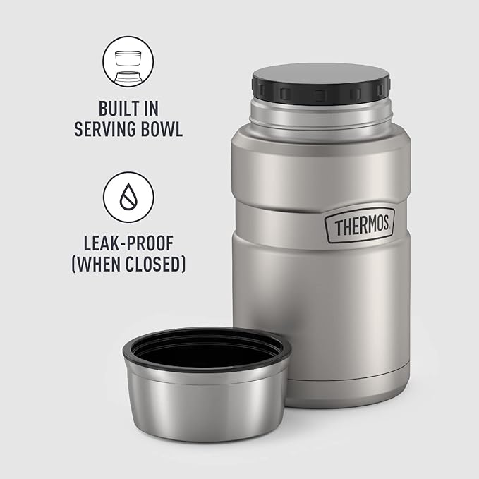 THERMOS Stainless King Vacuum-Insulated Food Jar, 24 Ounce, Matte Steel (Pack of 4)