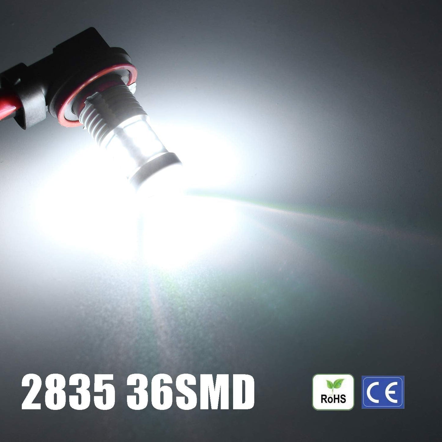 KISLED LED Fog Lights Bulbs, 3000lm, H8/H11, Aluminum, 6000K Xenon White, High Power 3030 Chips, Projector Lens
