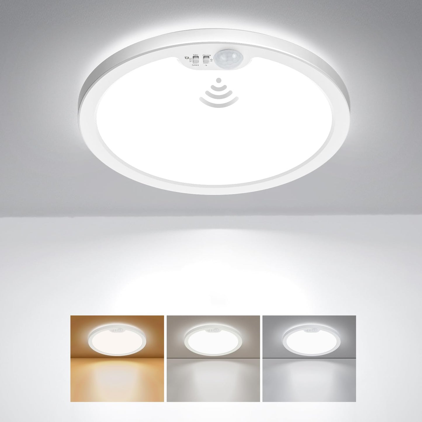 Blnan Motion Sensor Ceiling Light Wired  8.7 Inch 3000K 4000K 5000K Selectable Led Flush Mount Light Fixture  Motion Activated Light With Timer For Hallway Stair Walk-In Closet  Non-Dimmable 1 Pack