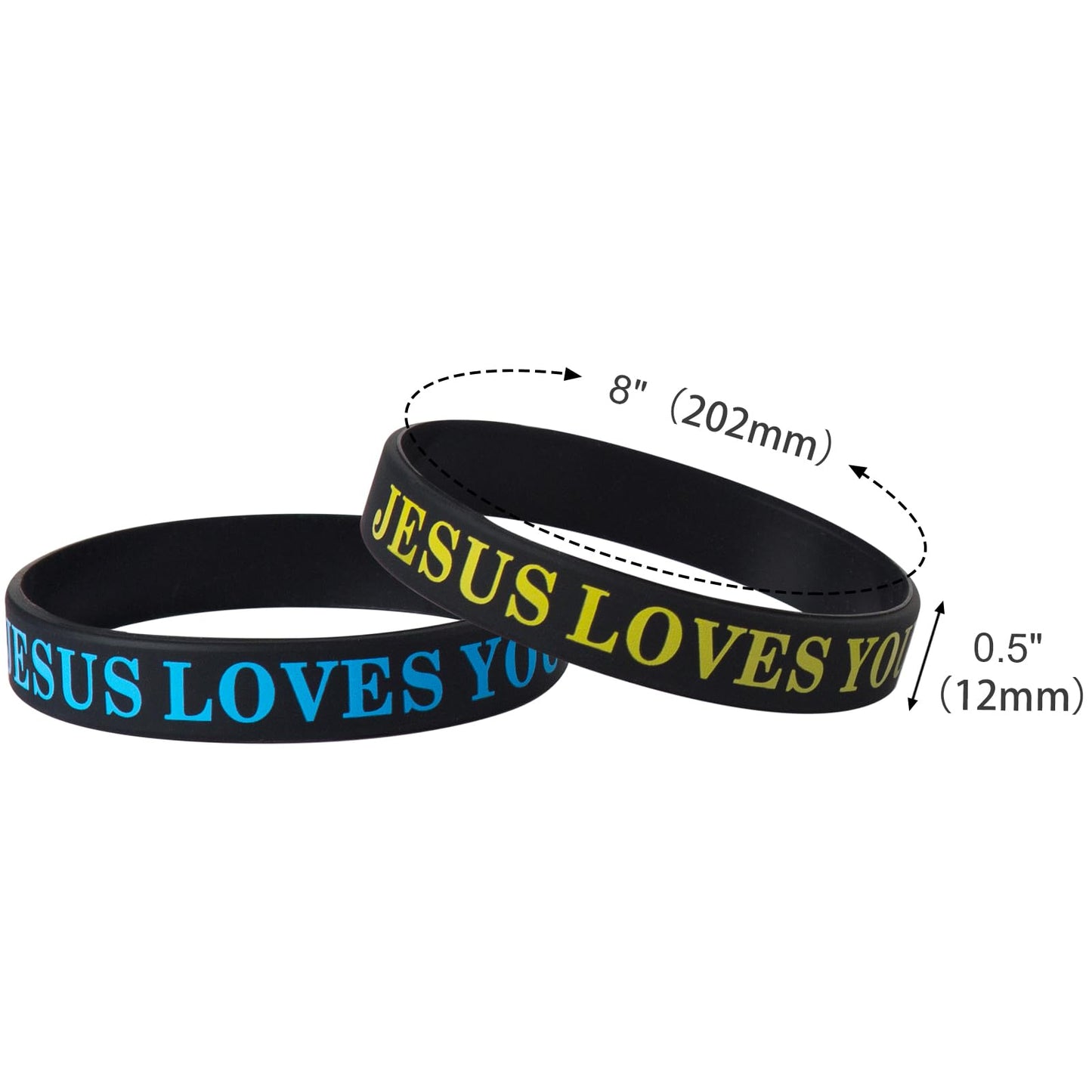 IDREAMBAND 100 Pcs Jesus Loves You Colorful Rubber Bracelets - Christian Rubber Wristbands for Men, Women & Party Favors