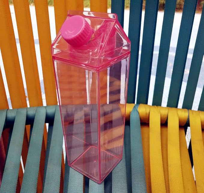 Jinberry 500ml/17Oz Cute Leakproof Milk Carton Water Bottle Portable Drinkware for Outdoor Climbing Tour or Camping