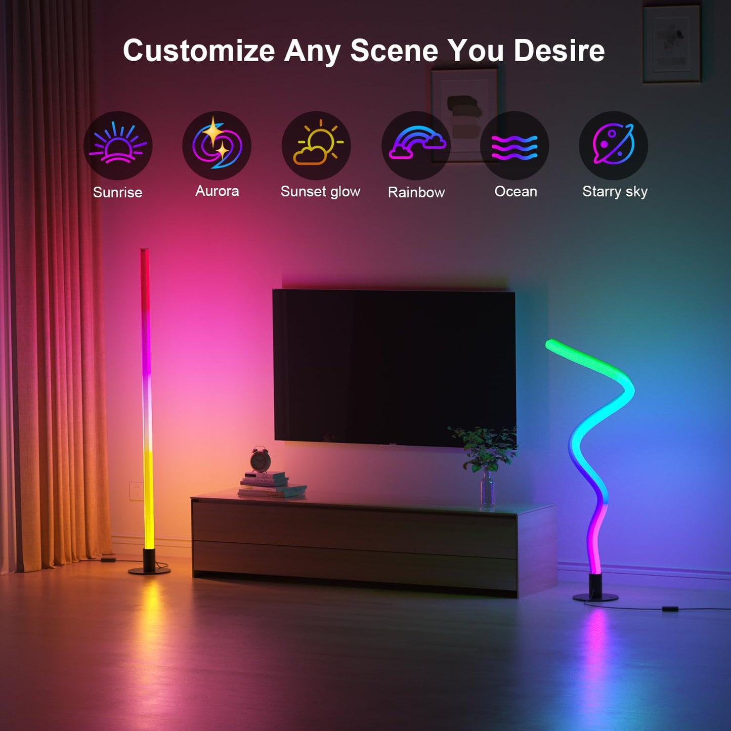 Carry360 Corner Floor Lamp - Smart RGB LED Light, 1200 Lumen, APP & Remote Control, Music Sync, Foldable, Model FL-01