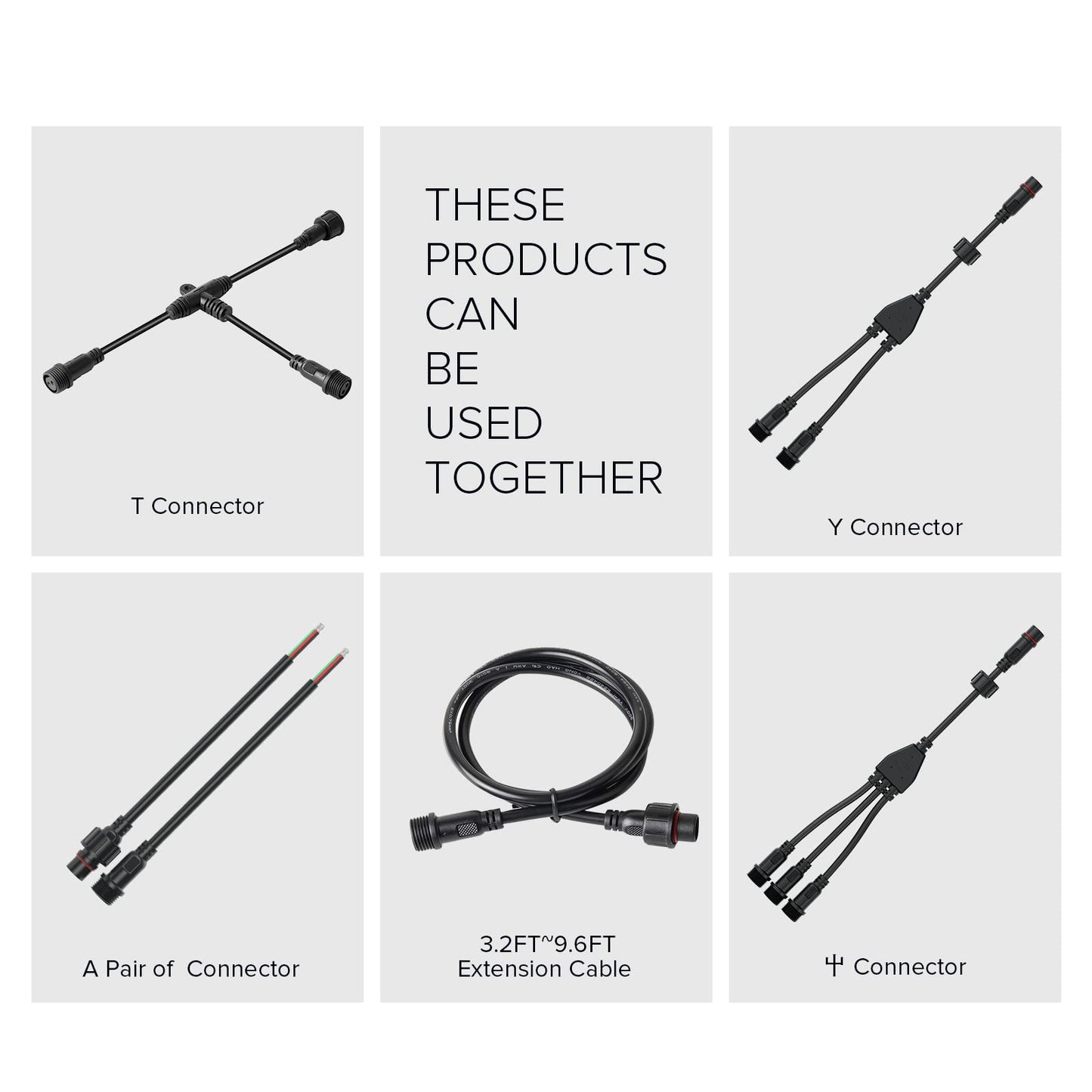 BTF-LIGHTING 4 Pin Electrical Connector Male Female 20AWG IP65 7.87in Extension Cable for Car Truck Boat LED Strip Lights WP4PINBB