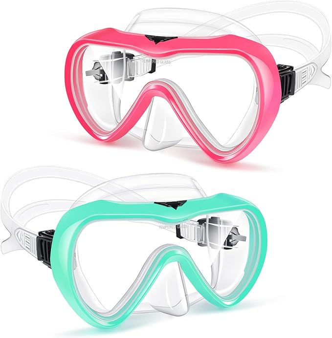 Supertrip Adult Swim Goggles, 2 Pack Snorkel Diving Mask with Nose Cover, Tempered Glass Scuba Swim Mask Snorkeling for Ad...