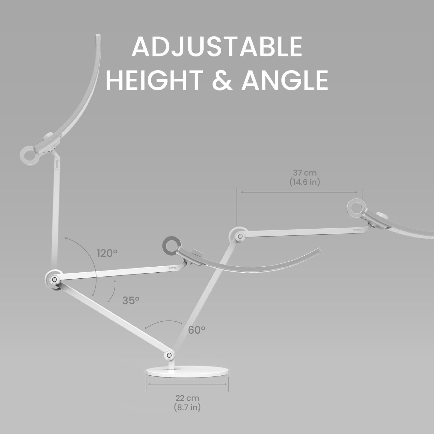 BenQ WiT e-Reading Desk Lamp, Dimmable, 13 Colour Modes, Adjustable Arm, Swing Arm, Matte Silver