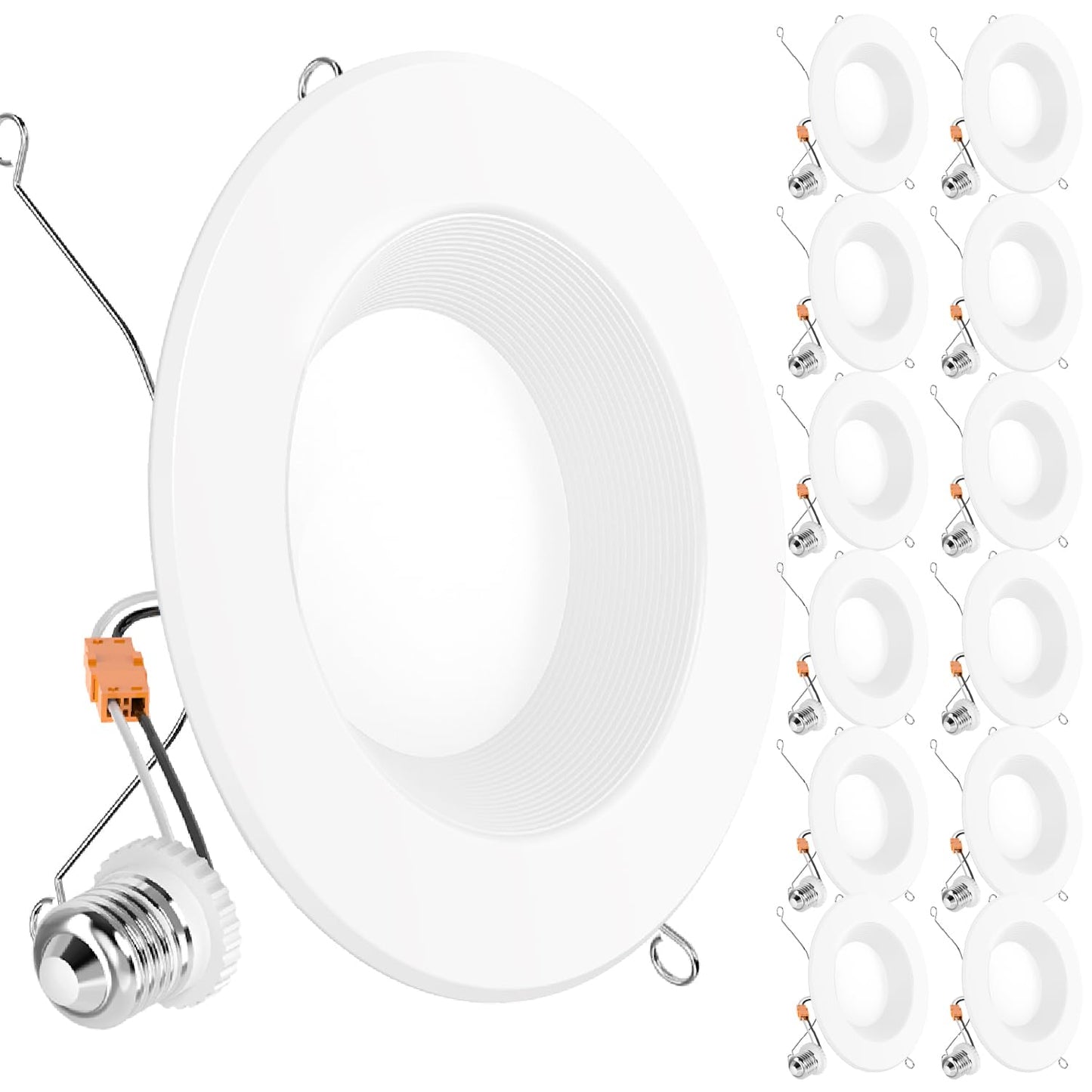 Sunco 12 Pack Retrofit LED Recessed Lighting 6 Inch, Downlight Can Lights for Ceiling, 1050 LM, 2700K Soft White, Dimmable, Baffle Trim, 13W=75W, 50000 Lifetime Hours, Damp Rated UL.