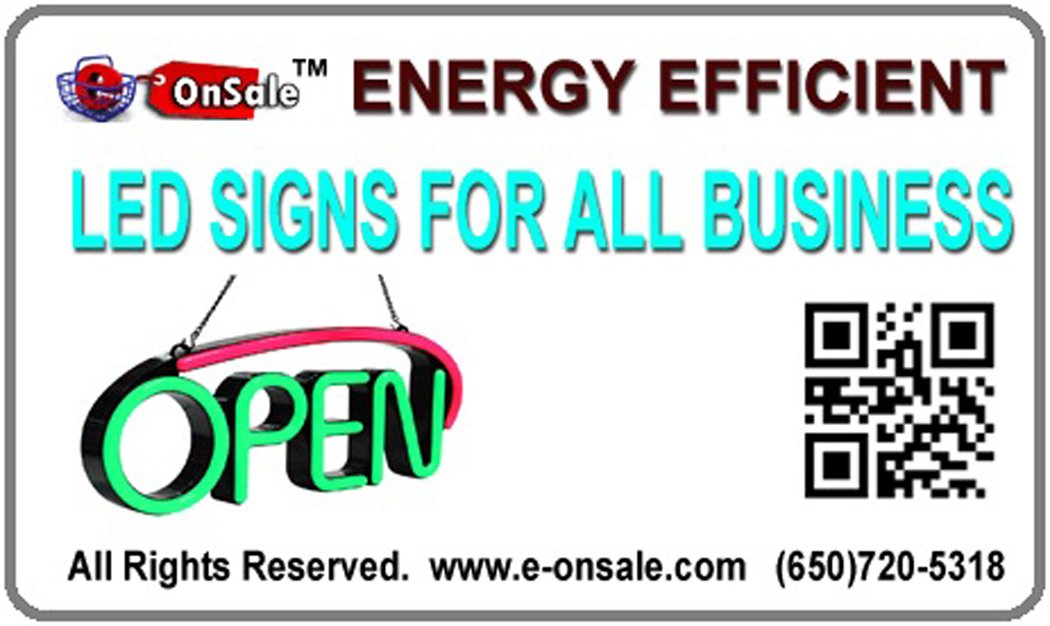 E-ONSALE LED Neon Open Sign with Animation, 19inx10in, Red/Blue, Two Switches