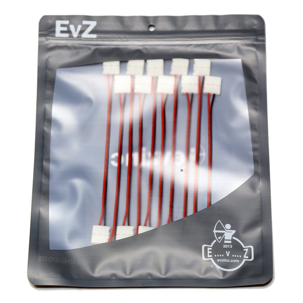 Evz 10Pcs Led 5050 Single Colour Strip Light Connector 2 Pin Conductor 10 Mm Wide Strip Jumper