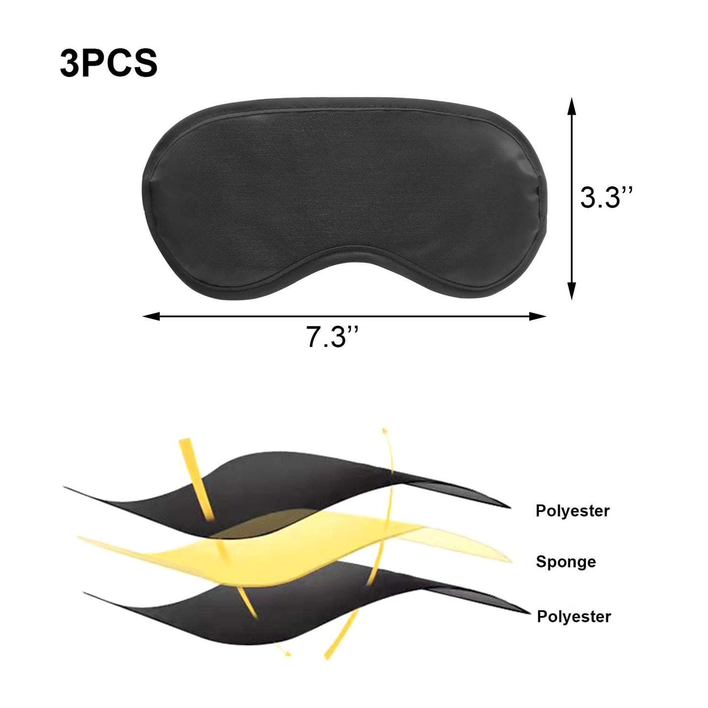 Juxiamal 3pcs Comfortable Soft Sleep Eye Masks Shade Cover Lightweight Sleeping Blindfold for Men and Women, Blackout Blindfold for Travel Sleep, Party Game Supplies (Black)