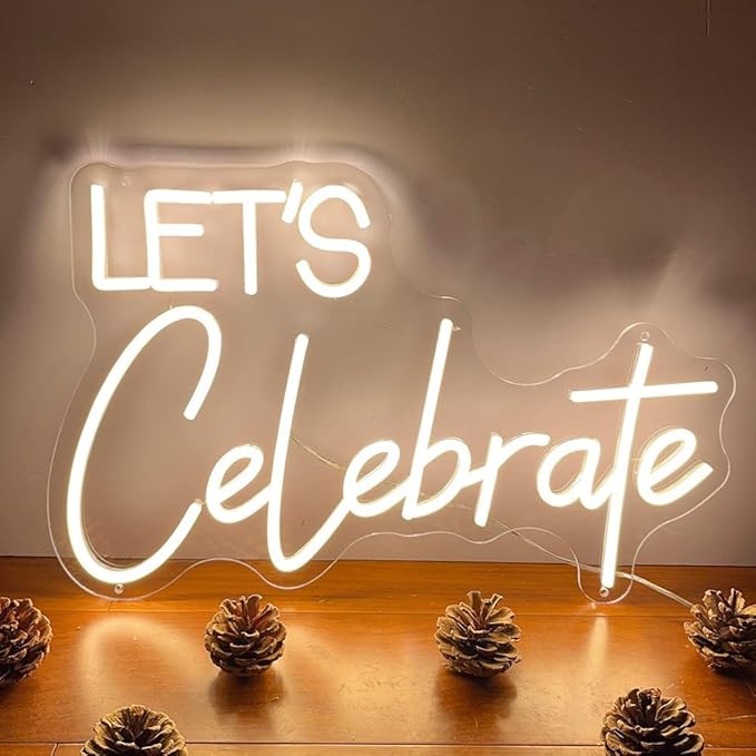 Neon Sign The Celebrate for Wall Decor Custom Light Up Sign Indoor Bedroom Home Decor LED Neon Light Sign Large Backdrop F...