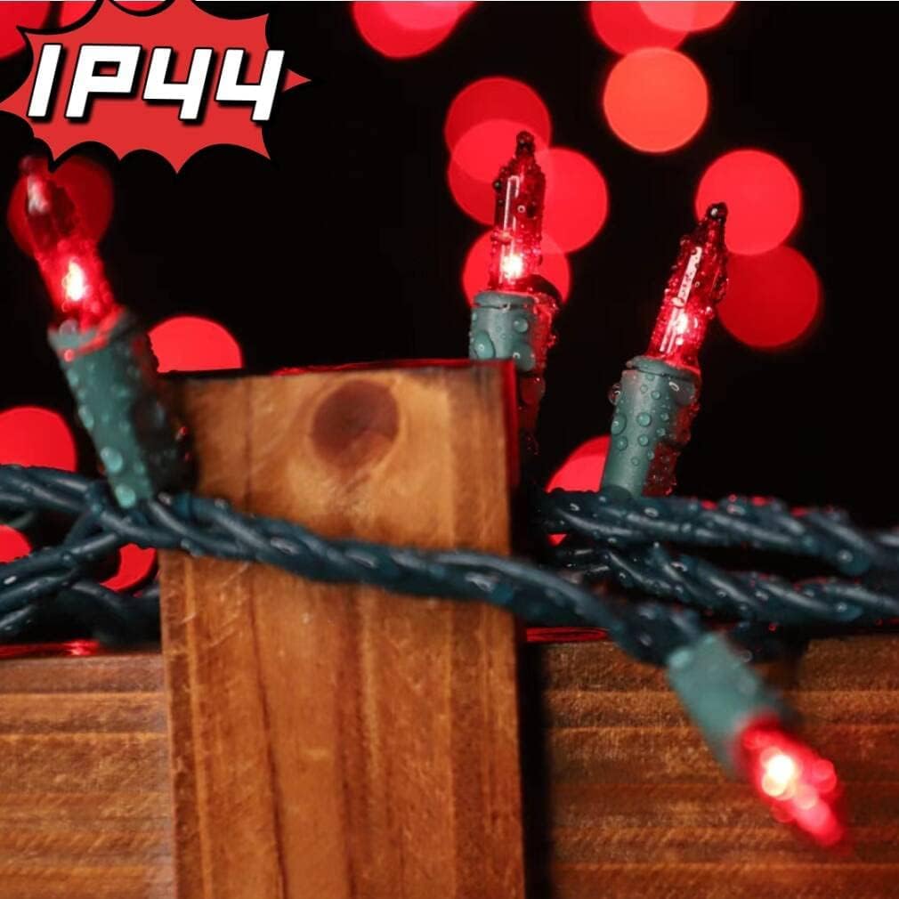 Lamphome 100 Count Red ValentineS Day Lights With 20Ft Green Wire Waterproof Mini String Lights For Holiday Decorations  Christmas Tree  Party  Wedding  Xmas  Home  Indoor & Outdoor Use