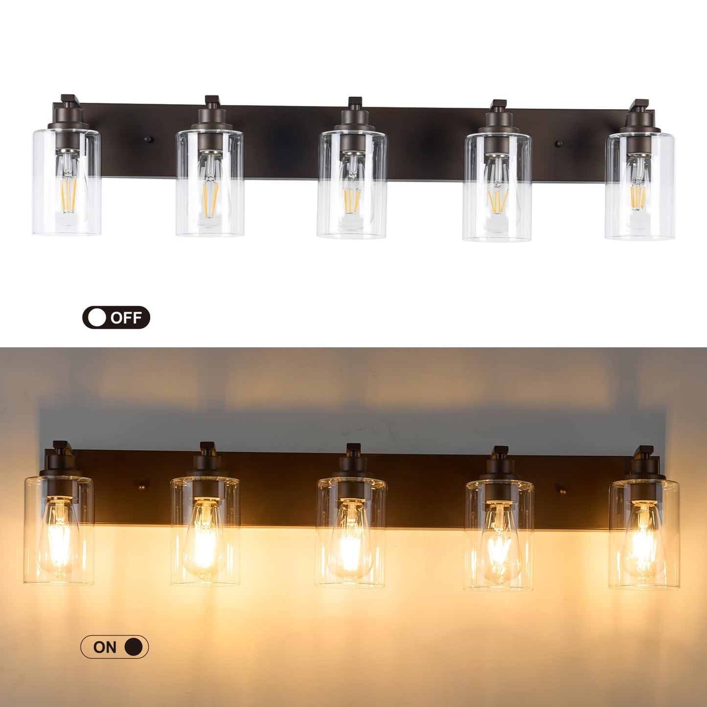 Alaislyc 5-Light Bathroom Light Fixtures Modern Orb Vanity Lights For Bathroom Lighting Fixtures Over Mirror With Clear Glass Shade For Cabinet Mirror Bedroom Hallway