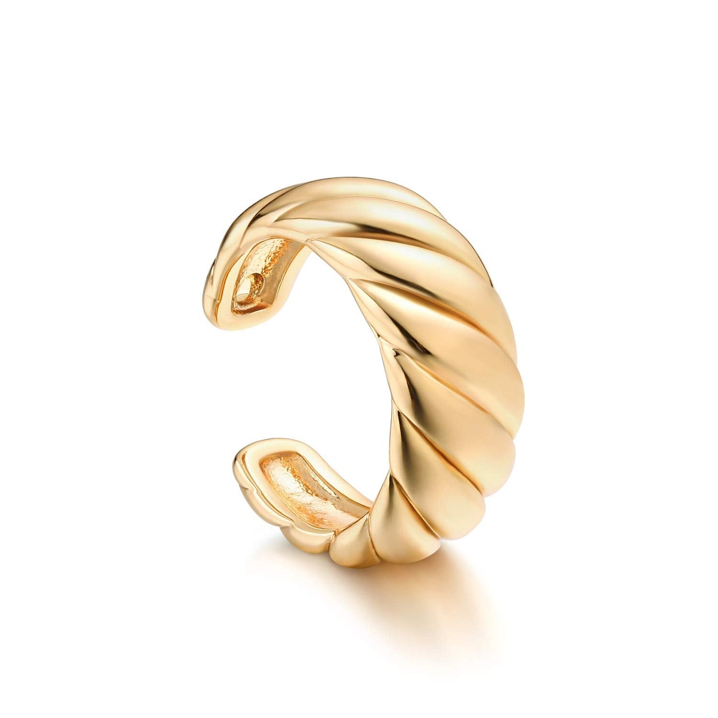 MYEARS Women's 14K Gold Filled Wrap Hoop Earring, 3.8-3.9mm, 6mm Twisted Band, Non-Pierced, Hypoallergenic, Boho Chic