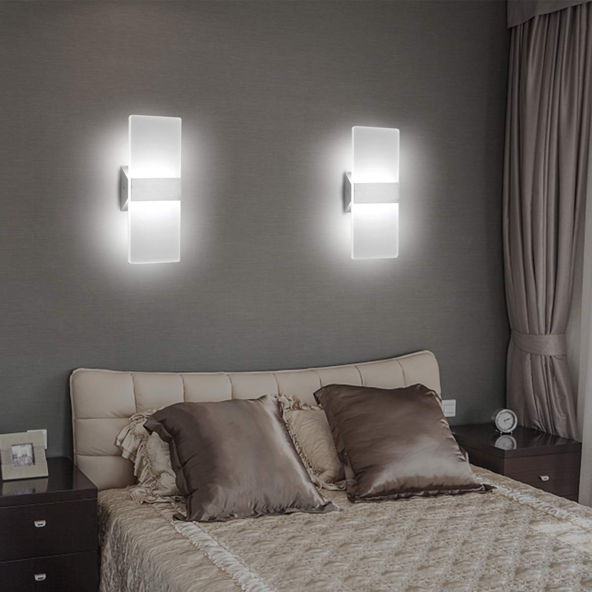 Changm Led Acrylic Wall Sconce 12W Up Down Lamp Cool White For Bedroom, Corridor, Stairs, Bathroom - 1 Pack