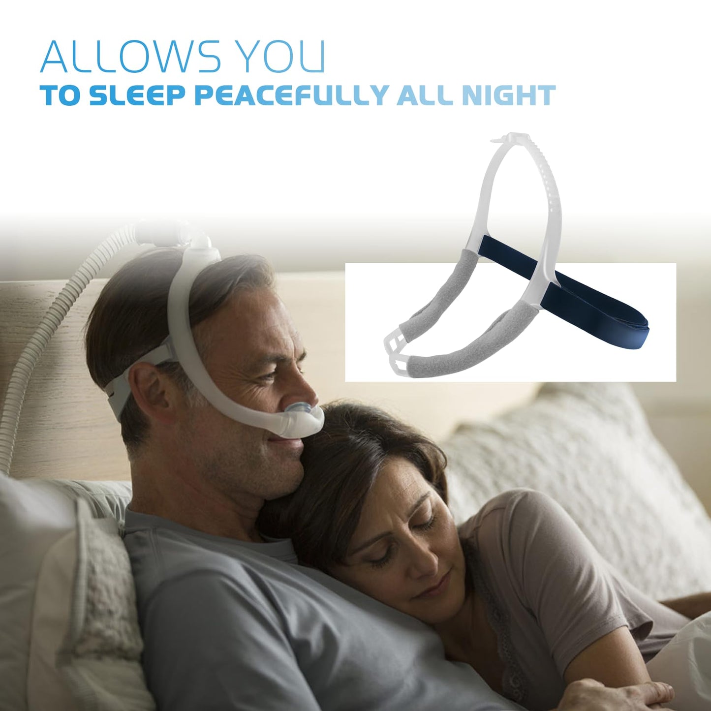 2 Pack CPAP Headgear with Silicone Frame Compatible with ResMed Swift FX Nasal Pillow Mask, CPAP Head Strap kit Including Adjustable Silicone Frame & Elastic Back Headgear & 2 Soft Strap Wraps
