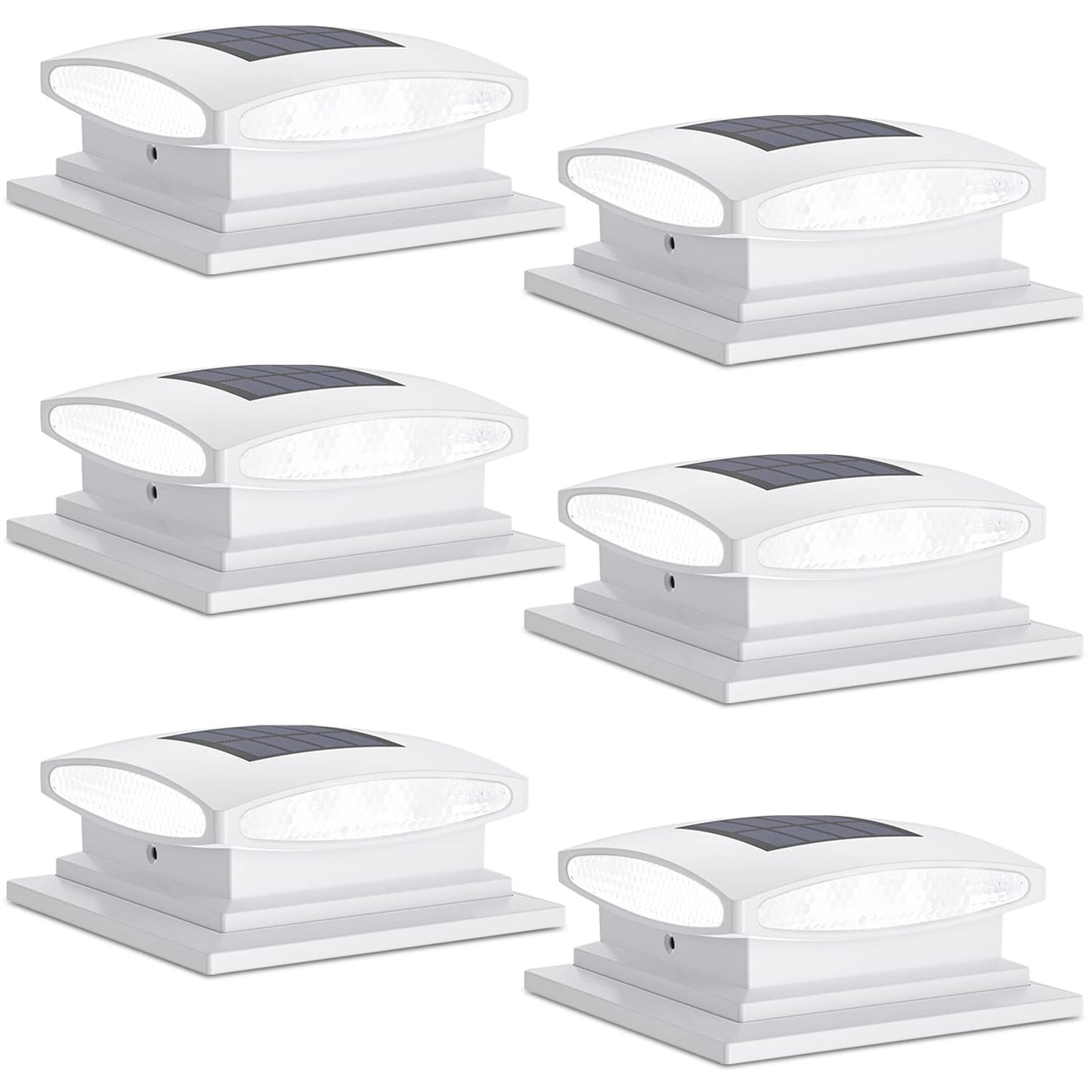 SIEDiNLAR Solar Post Cap Lights, 24 LED, 2 Modes, 6 Pack, White, Model SD1064W-6PK, for 4x4 5x