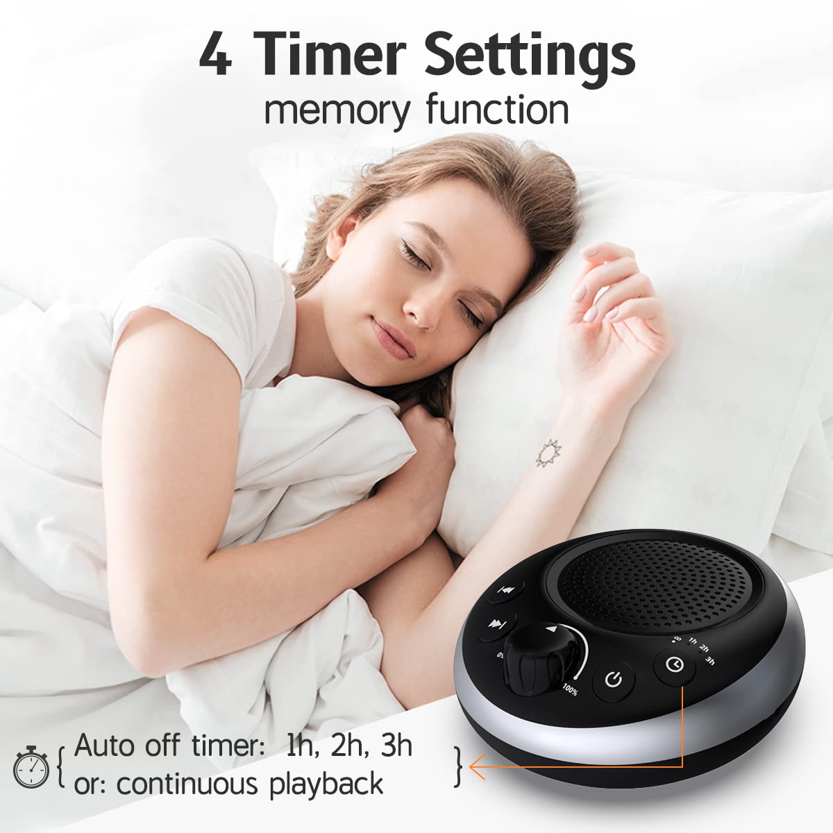 Rechargeable Portable Brown Noise Machine 2000mAH Large Battery Sound White Noise Machine 30 Soothing Sounds for Baby Kids Adults Sleep Machine Auto-Off Timer for Travel Camping and Home