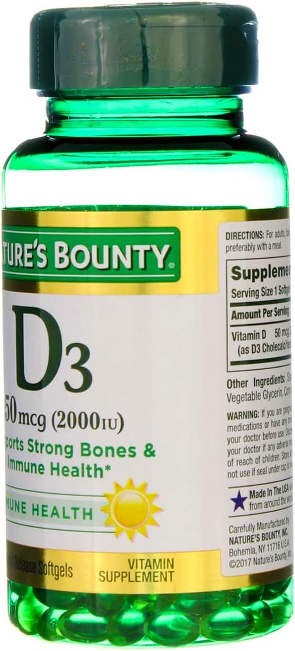 Nature's Bounty Vitamin D3 2000 IU Softgels 150 ea (Pack of 4)