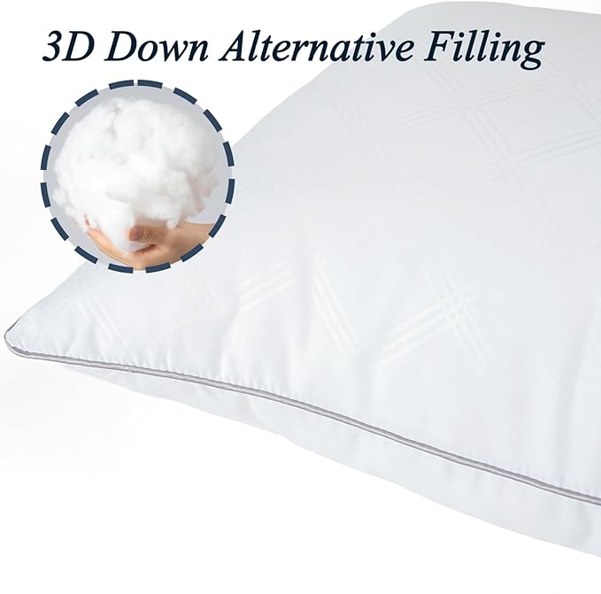 Pillows for Sleeping 2 Pack Bed Pillow Set of 2 for Side Back and Stomach Sleepers Down Alternative Filling Luxury Soft (White, King(2 Pack))