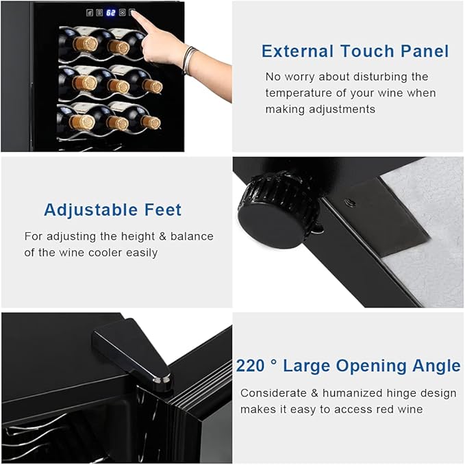 Winado 18 Bottle Compressor Wine Cooler Refrigerator w/Adjustable Temperature, Freestanding Compact Mini Wine Fridge with Digital Control & Removable Shelves