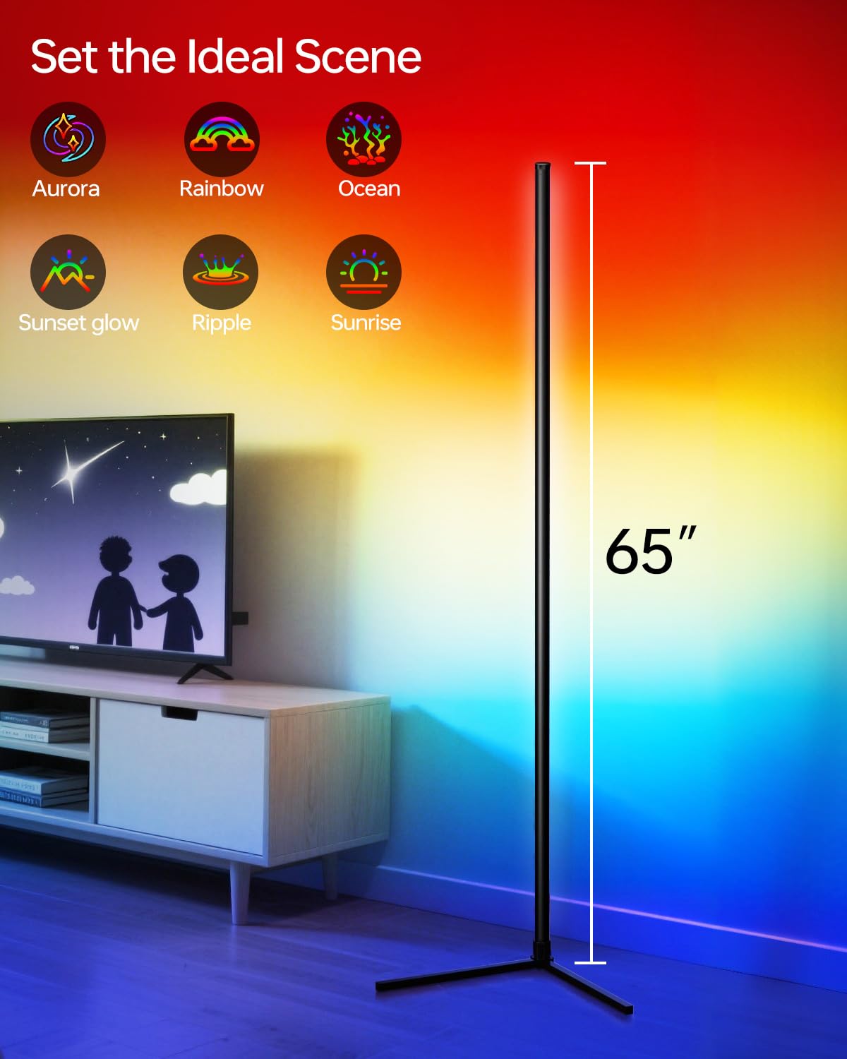 Bodami Smart RGB Corner Floor Lamp, APP & Voice Control, Dimmable, 2 Pack, Aluminum