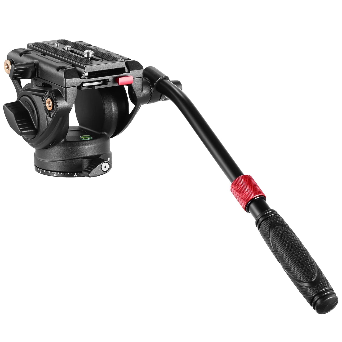 Neewer Video Tripod Fluid Head With Quick Release Plate, Telescopic Handle & Scaled Base (75Mm Dia.) Heavy Duty, Max Load 17.6Lb