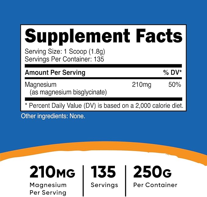 Nutricost Magnesium Glycinate Powder (250 Grams) (Unflavored)