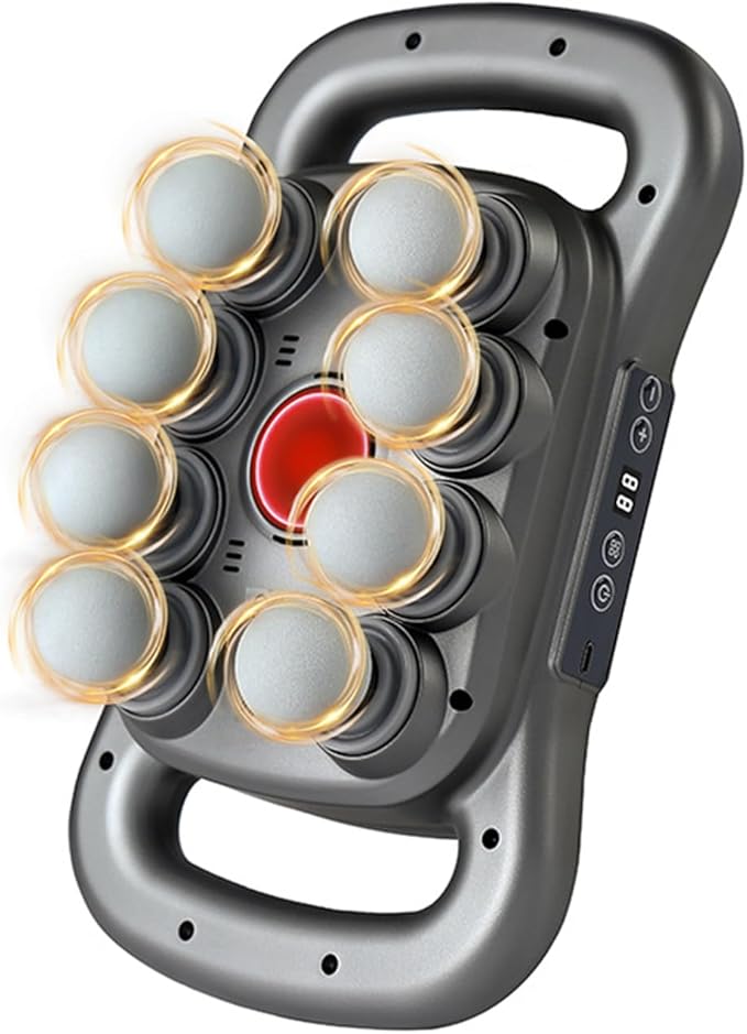 Back Massager for Relief Deep Tissue with Heat, 8 Heads Hands-Free Electric Back Massager, with 9 Modes & 9 Levels Deep Ti...