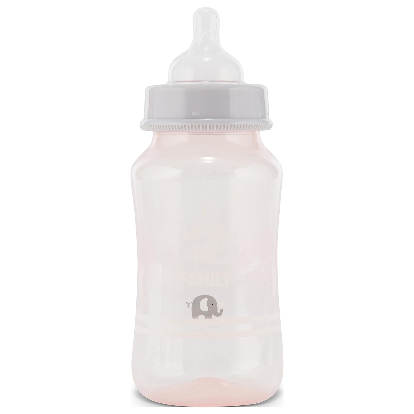 Premium 2-Pack Baby Bottles - 11 Ounce, Hourglass Shape, Fun Boys and Girls Prints, Clear Cover - BPA-Free