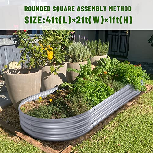Land Guard Galvanized Raised Garden Bed Kit, Galvanized Planter Garden Boxes Outdoor, Oval Large Metal Raised Garden Beds ...