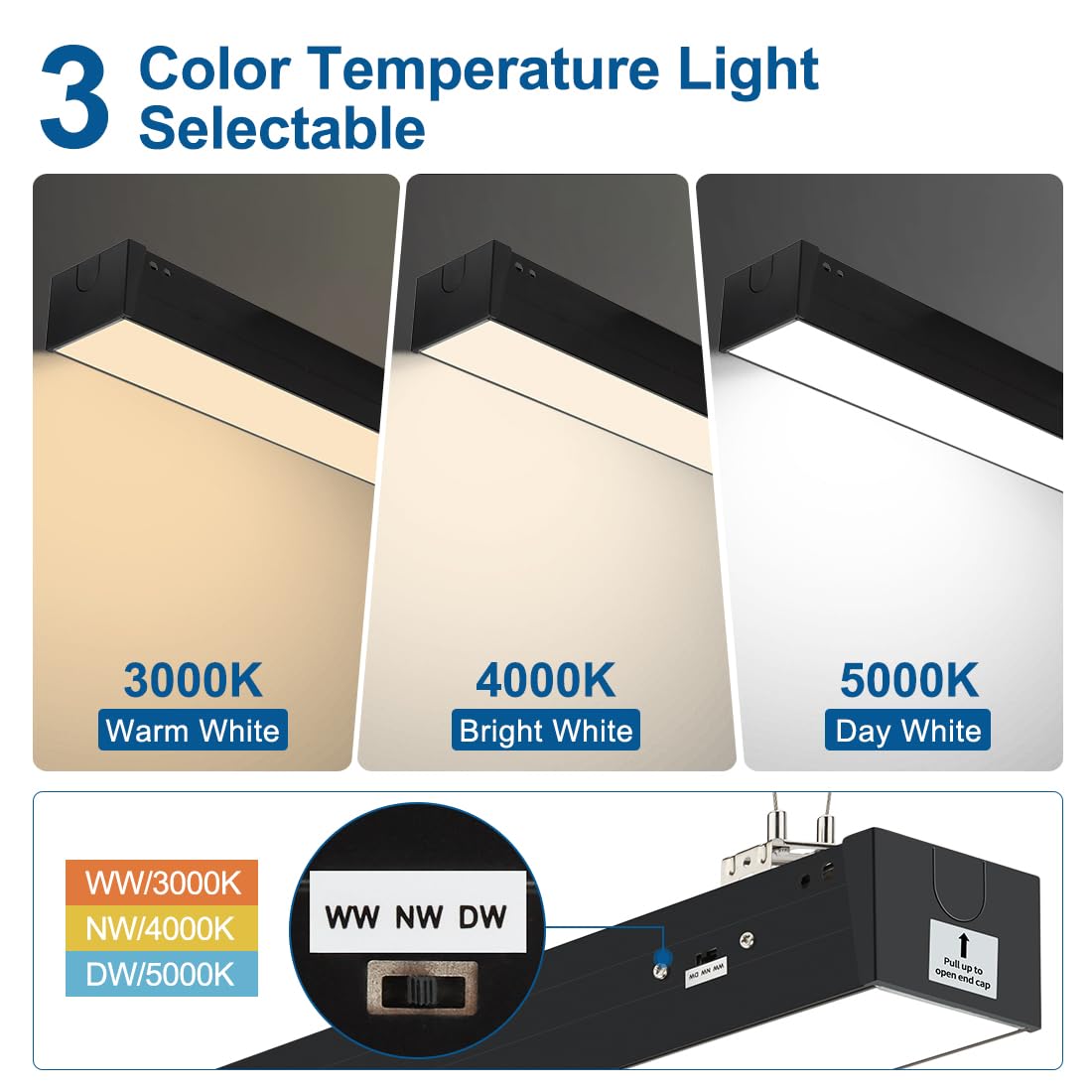 Dakason 4Ft Linkable Led Linear Light  40W Billiard Pool Table Lighting  Commercial Linear Lighting Fixture For Office  4 Led Tube Lights For Warehouse  3Cct  Dimmable 1Pack