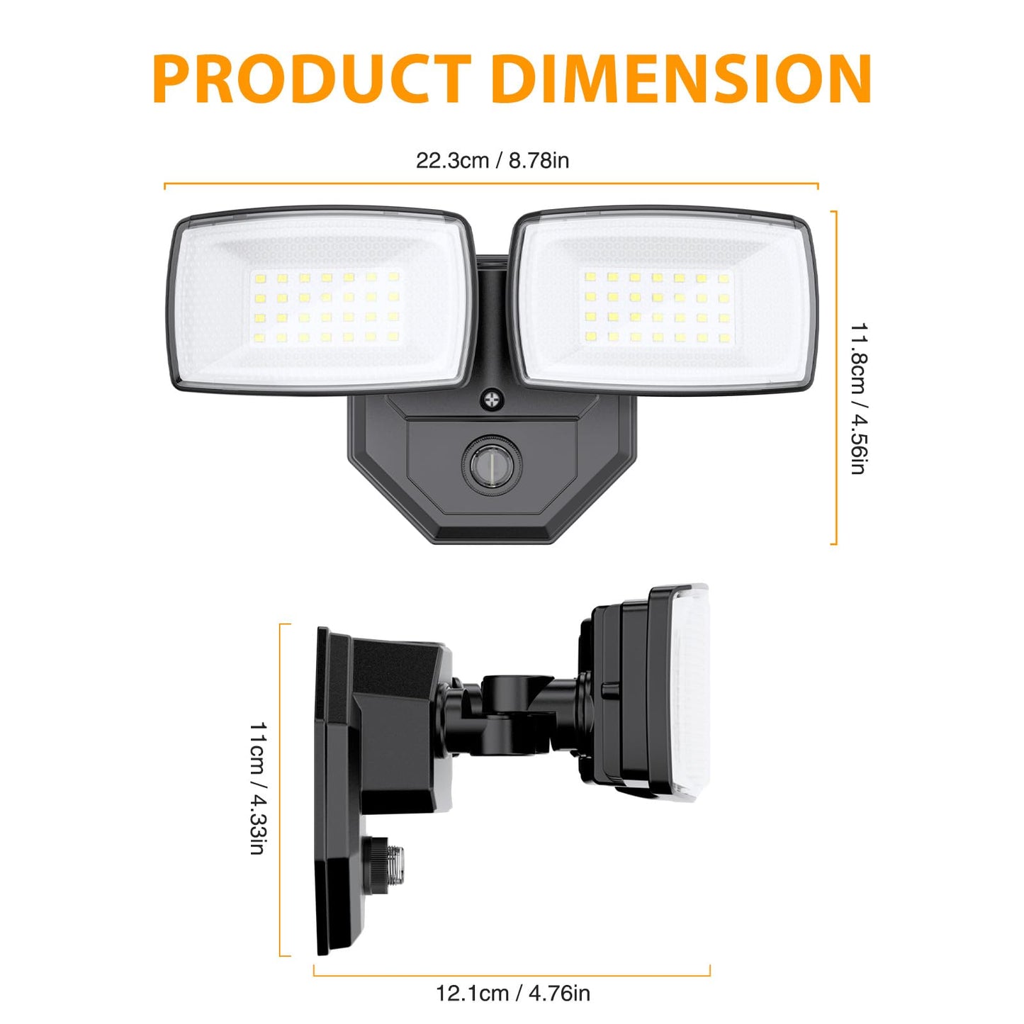 Onforu 32W 3200Lm Dusk To Dawn Outdoor Lighting 6500K Dual-Head Flood Light Outdoor With Photocell Ip66 Waterproof Security Lights Exterior Daylight Off And Night On Black Wall Light For Patio Garden