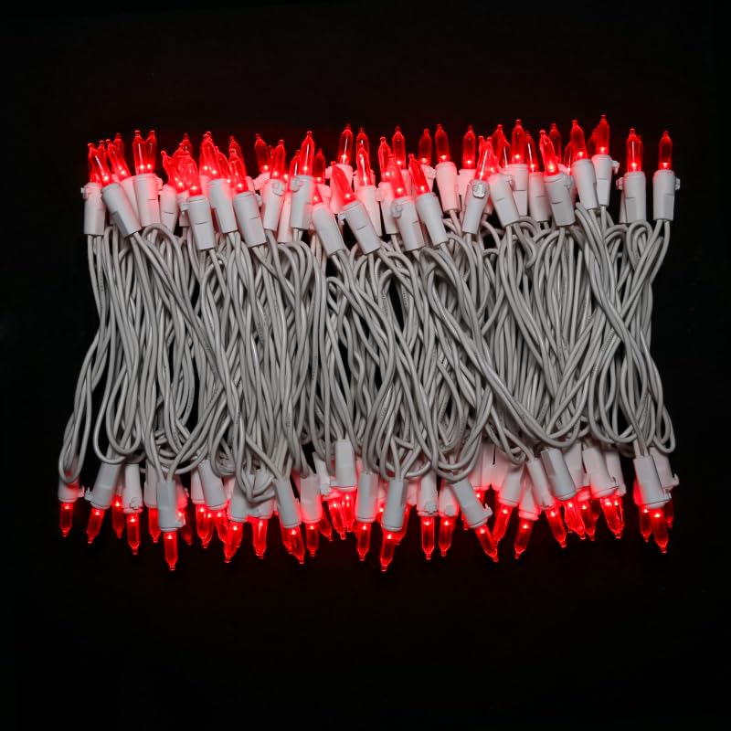 Red Christmas Led Lights - 2 Pack 100 Count Red Christmas String Lights For Tree  Bedroom  Wedding  Indoor/Outdoor Valentines Day Decorations  2 Sets 33 Feet White Wire  Ul Certified  Connectable