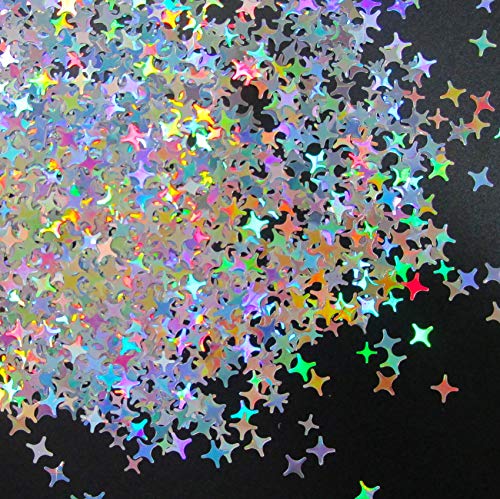 LoveOurHome 60g Holographic Star Chunky Glitter Flakes Sparkles Iridescent Stars Shapes Nail Sequins Epoxy Resin Accessori...