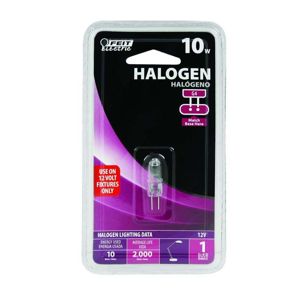 Feit Electric 10-Watt T3 Halogen Bulb, Bi-Pin Base, Clear, 1.25 H, 3000K, Model Bpq10T3/Rp