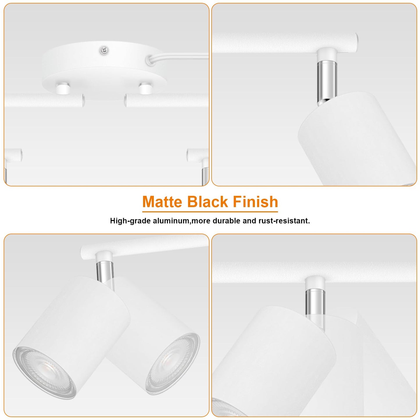 Track Lighting Plug In  Led Track Lighting Fixtures Ceiling Kit  White 8-Light Ceiling Light Plug-In  Wall Light With 15Ft Power Cord  Rotatable Kitchen Spotlight For Bedroom(Gu10 Socket  No Bulb)