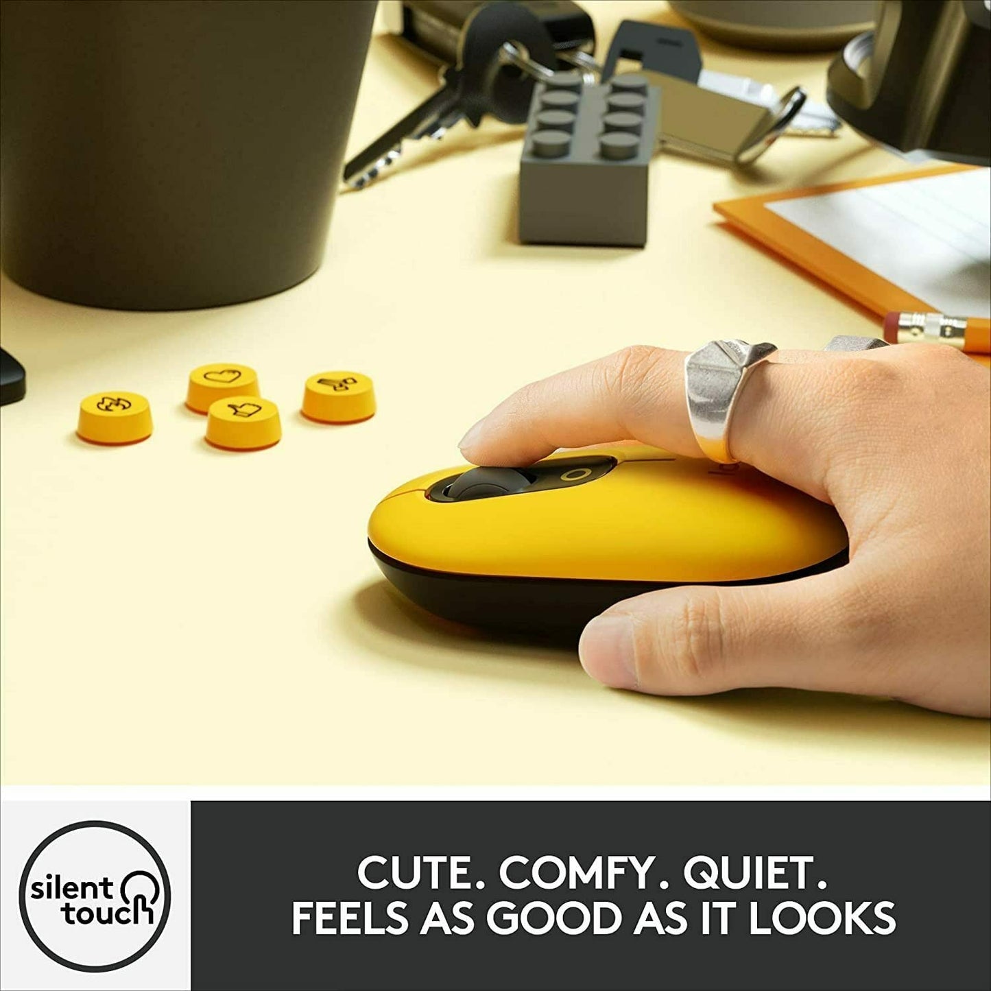 Logitech Pop Mouse, Wireless Optical Mouse With Customizable Emojis, Silenttouch Technology, Precision/Speed Scroll, Compact Des
