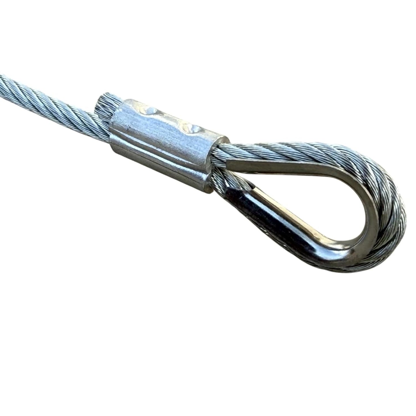 Sandbaggy 3/16" x 50 ft Galvanized Braided Steel Cable w/Looped End (7x19 Wire Rope) (1, Silver, 3/16" x 50 ft)